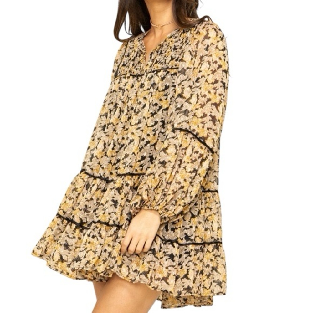 Free People Sheer Floral Boho Dress Medium - Bell Sleeves - No Slip